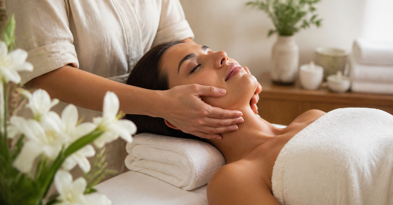 Ambiente de estética facial relaxante